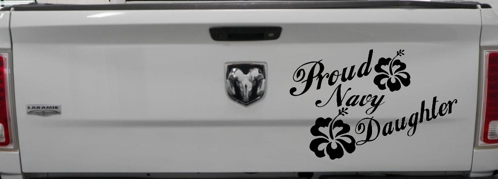 Proud Navy Daughter Hibiscus Flowers Military Car or Truck Window Decal Sticker