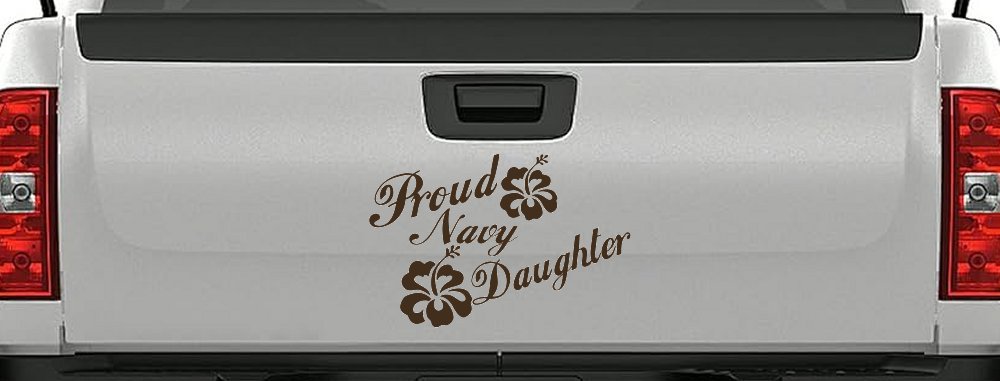Proud Navy Daughter Hibiscus Flowers Military Car or Truck Window Decal Sticker
