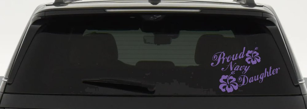 Proud Navy Daughter Hibiscus Flowers Military Car or Truck Window Decal Sticker