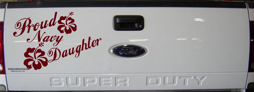 Proud Navy Daughter Hibiscus Flowers Military Car or Truck Window Decal Sticker