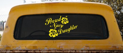 Proud Navy Daughter Hibiscus Flowers Military Car or Truck Window Vinyl Decal Sticker (Yellow)