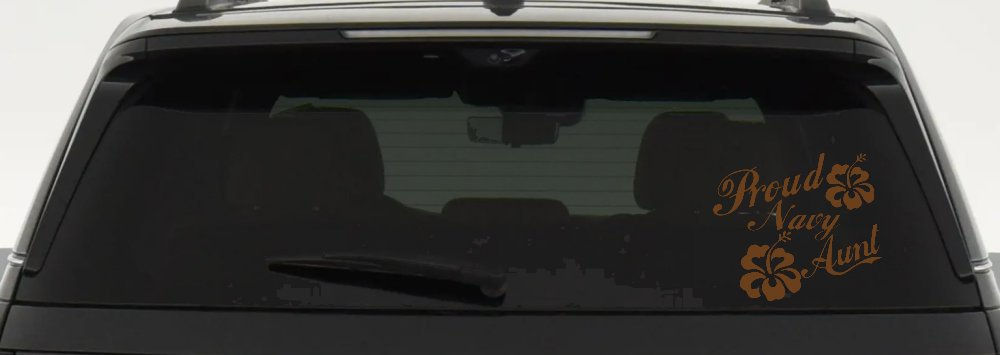 Proud Navy Aunt Hibiscus Flowers Military Car or Truck Window Decal Sticker