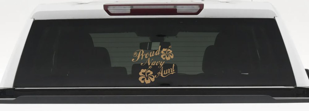 Proud Navy Aunt Hibiscus Flowers Military Car or Truck Window Decal Sticker