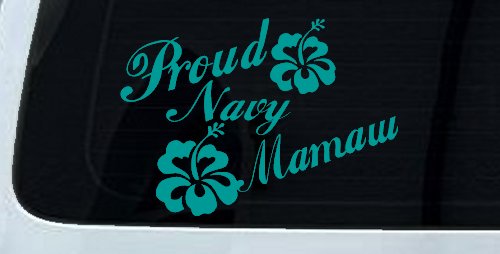 Proud Navy Mamaw Hibiscus Flowers Military Car or Truck Window Decal Sticker