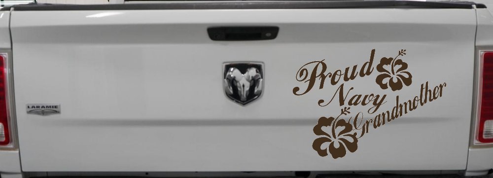 Proud Navy Grandmother Hibiscus Flowers Military Car or Truck Window Decal Sticker