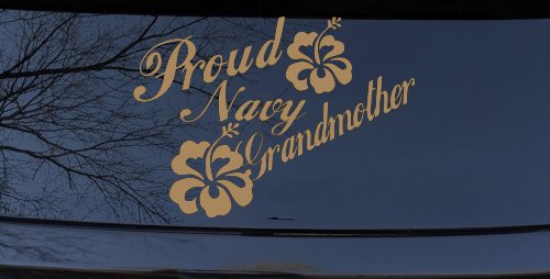 Proud Navy Grandmother Hibiscus Flowers Military Car or Truck Window Decal Sticker