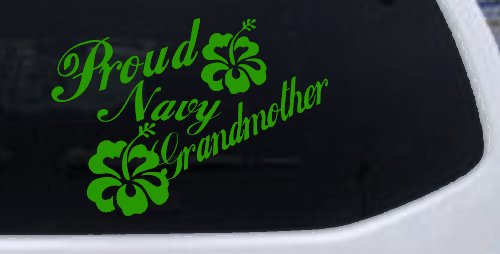 Proud Navy Grandmother Hibiscus Flowers Military Car or Truck Window Decal Sticker