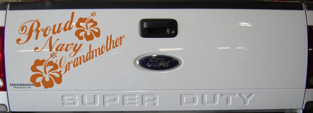 Proud Navy Grandmother Hibiscus Flowers Military Car or Truck Window Vinyl Decal Sticker (Nut Brown)