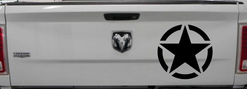 Military Jeep Star Segmented Car or Truck Window Vinyl Decal Sticker (Black)