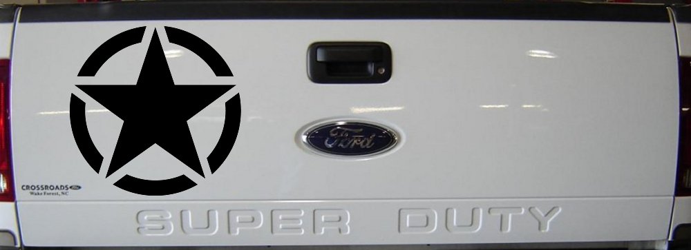 Military Jeep Star Segmented Car or Truck Window Vinyl Decal Sticker (Black)