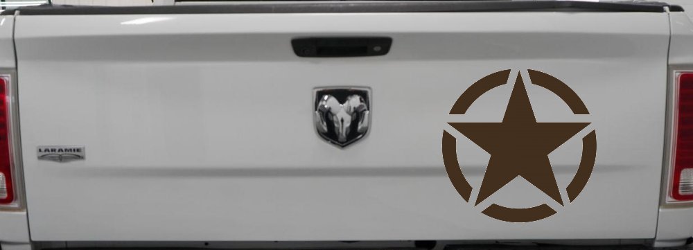 Military Jeep Star Segmented Car or Truck Window Vinyl Decal Sticker (Brown)