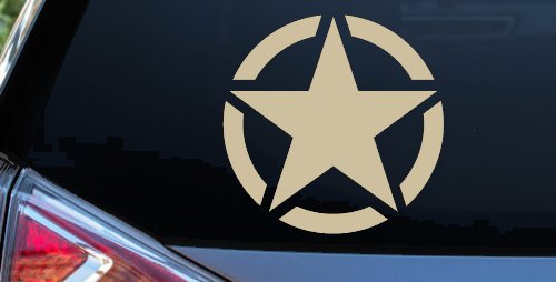 Military Jeep Star Segmented Car or Truck Window Decal Sticker (Desert Sand)