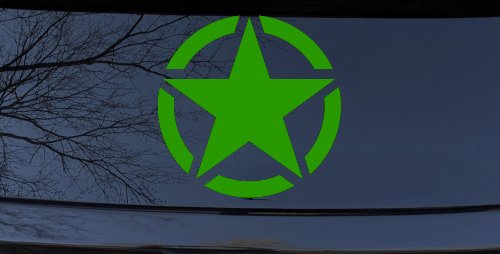Military Jeep Star Segmented Car or Truck Window Decal Sticker (Lime)