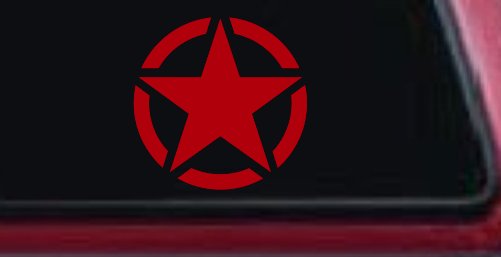 Military Jeep Star Segmented Car or Truck Window Vinyl Decal Sticker (Red)