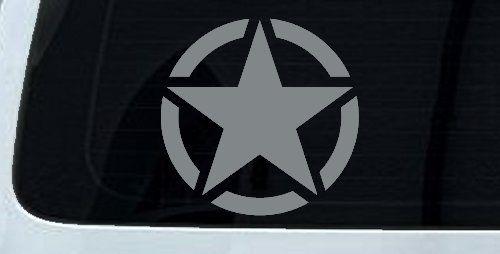 Military Jeep Star Segmented Car or Truck Window Decal Sticker (Telegrey)