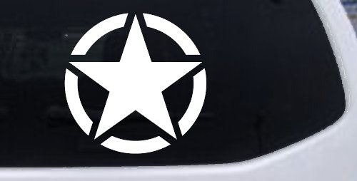 Military Jeep Star Segmented Car or Truck Window Decal Sticker (White)