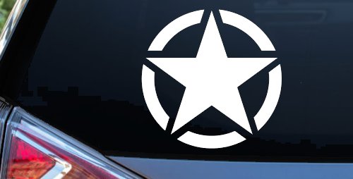 Military Jeep Star Segmented Car or Truck Window Vinyl Decal Sticker (White)