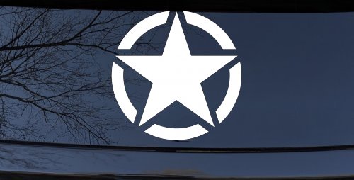 Military Jeep Star Segmented Car or Truck Window Decal Sticker (White)