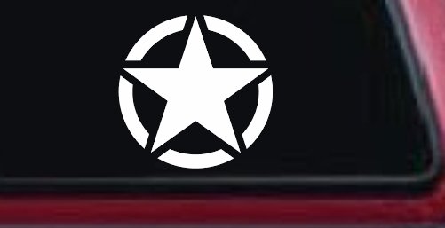 Military Jeep Star Segmented Car or Truck Window Vinyl Decal Sticker (White)