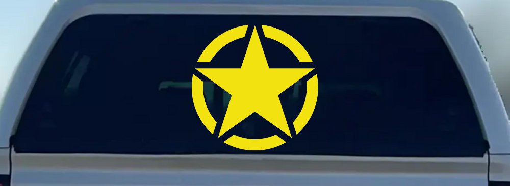 Military Jeep Star Segmented Car or Truck Window Decal Sticker (Yellow)