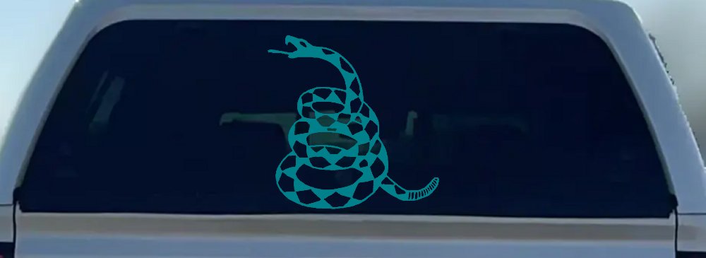 Gadsden Rattle Snake Only Car or Truck Window Decal Sticker (Turquoise Blue)