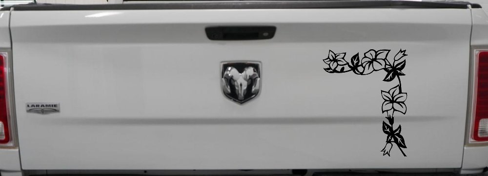 Corner Flower Vine Car or Truck Window Decal Sticker (Black)
