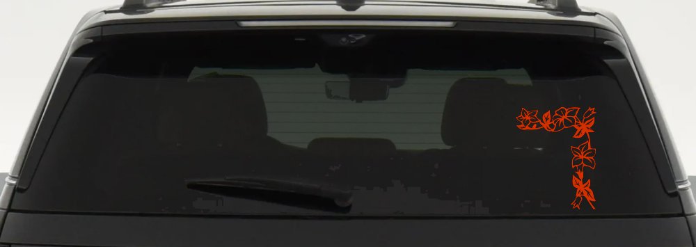 Corner Flower Vine Car or Truck Window Decal Sticker (Orange Red)