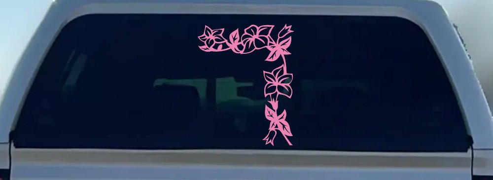 Corner Flower Vine Car or Truck Window Decal Sticker (Pink)