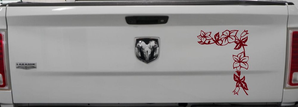 Corner Flower Vine Car or Truck Window Vinyl Decal Sticker (Purple Red)