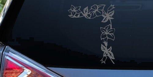 Corner Flower Vine Car or Truck Window Decal Sticker (Silver)