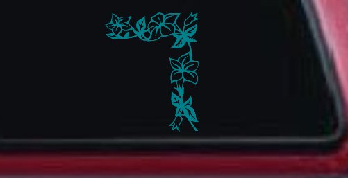 Corner Flower Vine Car or Truck Window Decal Sticker (Turquoise Blue)