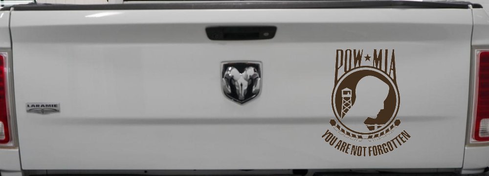 POW MIA You Are Not Forgotten Military Car or Truck Window Decal Sticker (Brown)