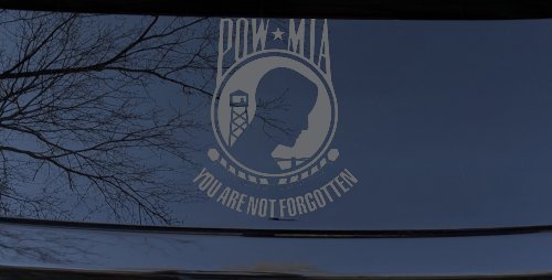 POW MIA You Are Not Forgotten Military Car or Truck Window Decal Sticker (Silver)