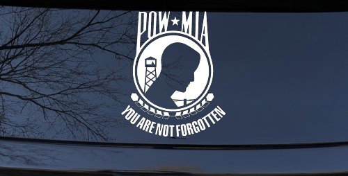 POW MIA You Are Not Forgotten Military Car or Truck Window Vinyl Decal Sticker (White)