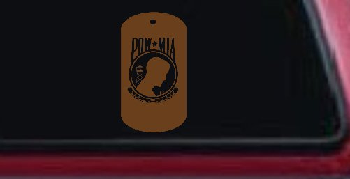 POW MIA Dog Tag Military Car or Truck Window Vinyl Decal Sticker (Copper)