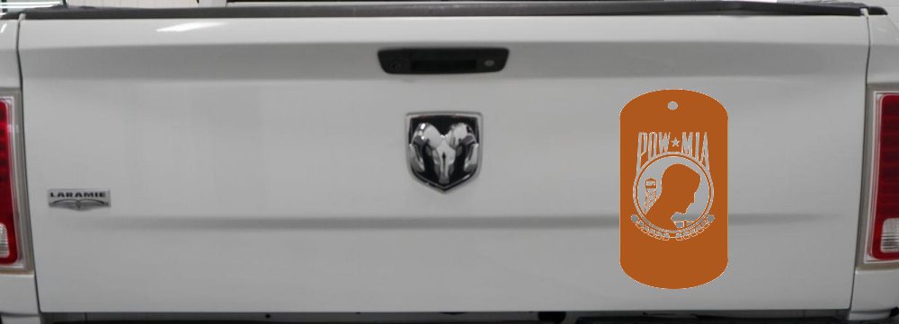 POW MIA Dog Tag Military Car or Truck Window Decal Sticker (Nut Brown)