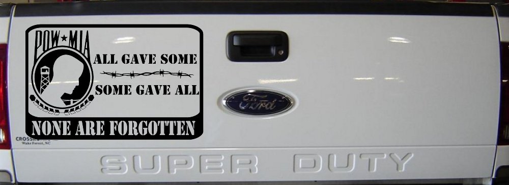 POW MIA All Gave Some Some Gave All None Are Forgotten  Military Car or Truck Window Decal Sticker (Black)