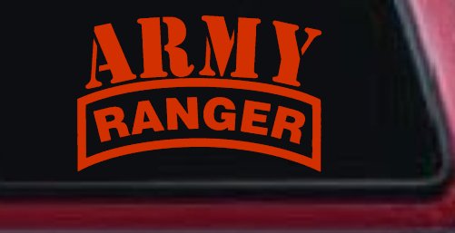 Army Ranger Military Car or Truck Window Decal Sticker (Orange Red)