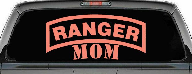 Ranger Mom Military Car or Truck Window Decal Sticker (Coral)