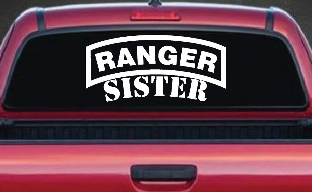Ranger Sister Military Car or Truck Window Vinyl Decal Sticker (White)