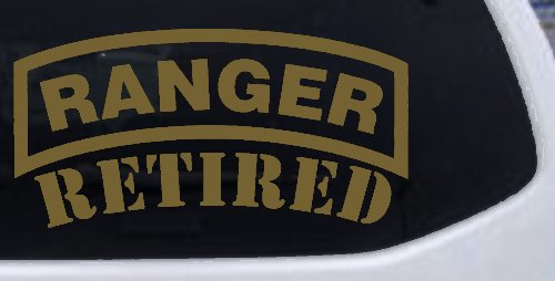 Ranger Retired Military Car or Truck Window Vinyl Decal Sticker (Gold)