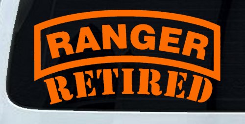 Ranger Retired Military Car or Truck Window Vinyl Decal Sticker (Orange)