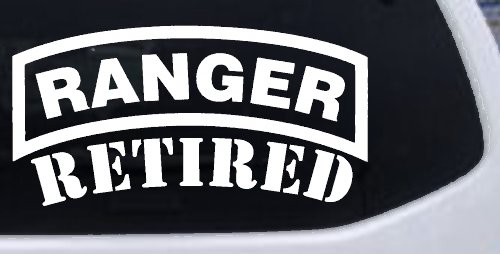 Ranger Retired Military Car or Truck Window Vinyl Decal Sticker (White)