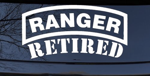 Ranger Retired Military Car or Truck Window Vinyl Decal Sticker (White)