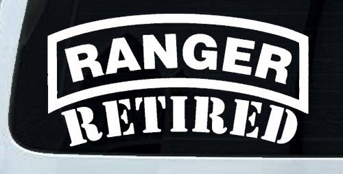 Ranger Retired Military Car or Truck Window Vinyl Decal Sticker (White)