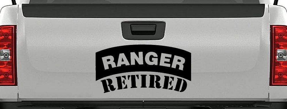 Ranger Retired Solid Military Car or Truck Window Vinyl Decal Sticker (Black)