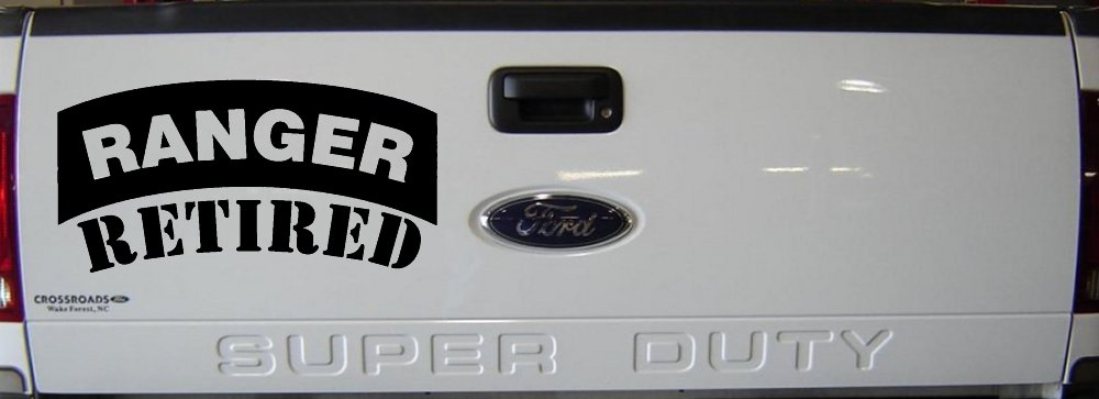 Ranger Retired Solid Military Car or Truck Window Decal Sticker (Black)