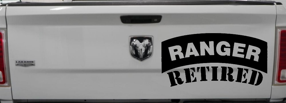 Ranger Retired Solid Military Car or Truck Window Decal Sticker (Black)