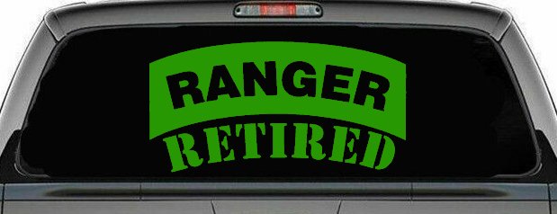 Ranger Retired Solid Military Car or Truck Window Decal Sticker (Lime)