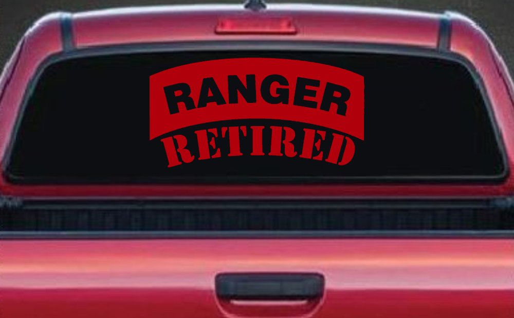 Ranger Retired Solid Military Car or Truck Window Decal Sticker (Red)
